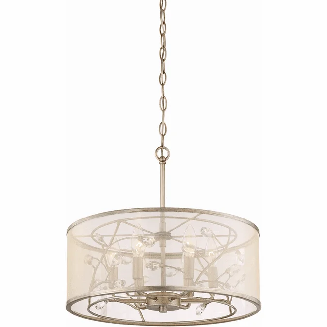 Zeev Lighting P30082/6/BNS Vine Modern Burnished Silver Drum Hanging Pendant Lighting